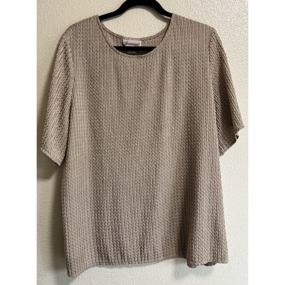 Vintage Short Sleeve Knit Blouse Textured Champagne Joanna Women’s Plus Size 24W